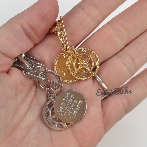 New Wanderlust ‘Go In The Direction of Your Dreams’ Coin Cutout Toggle Necklace - Picture 9 of 16